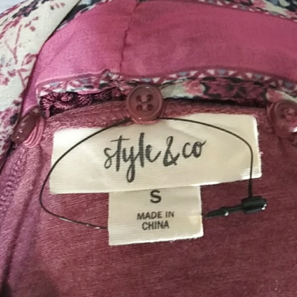 Style & co Women T-Shirt With Fringe Scarf Sz S - Picture 8 of 8